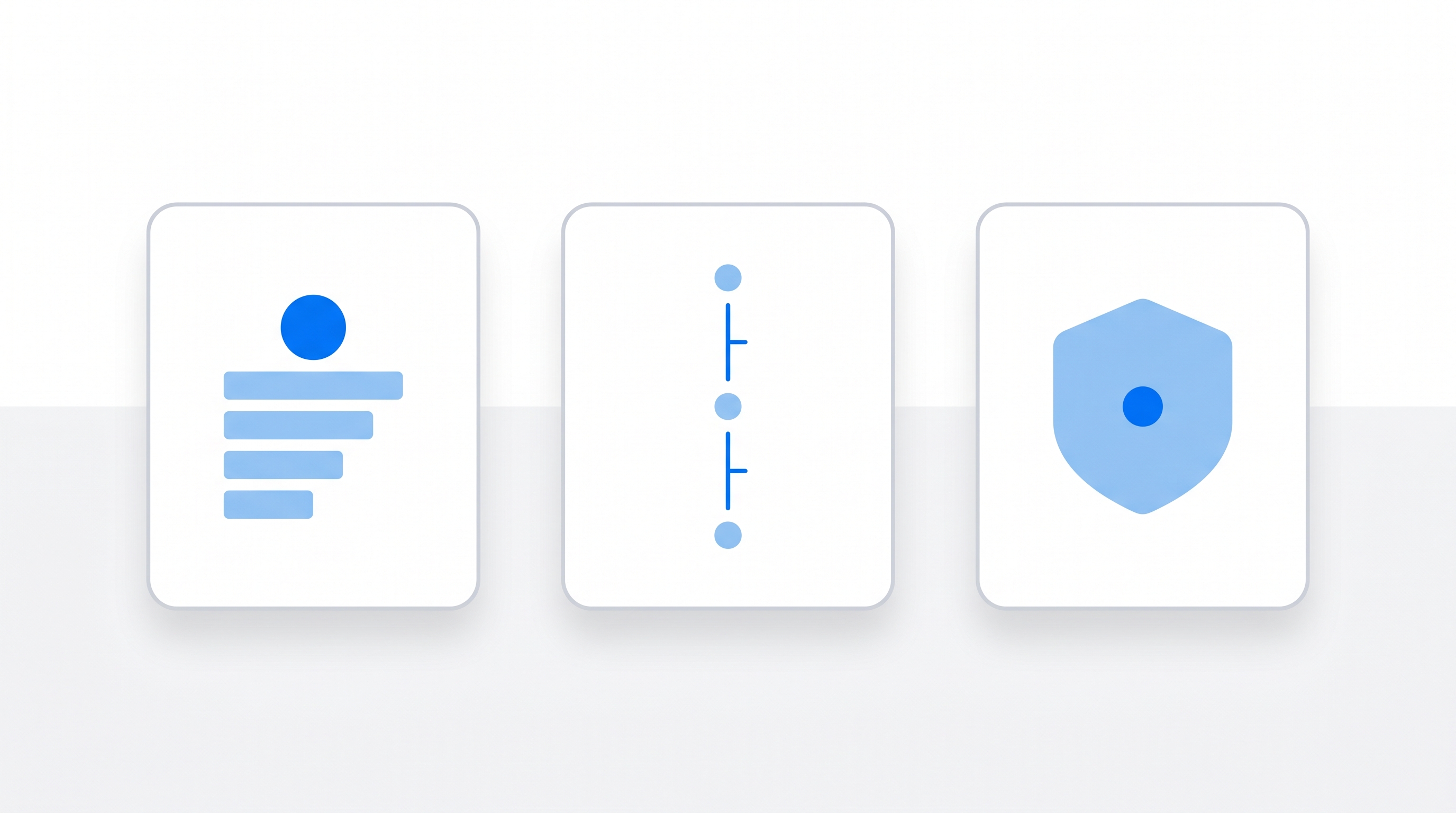 Three comparison cards representing different decision frameworks arranged side by side in a clean horizontal layout