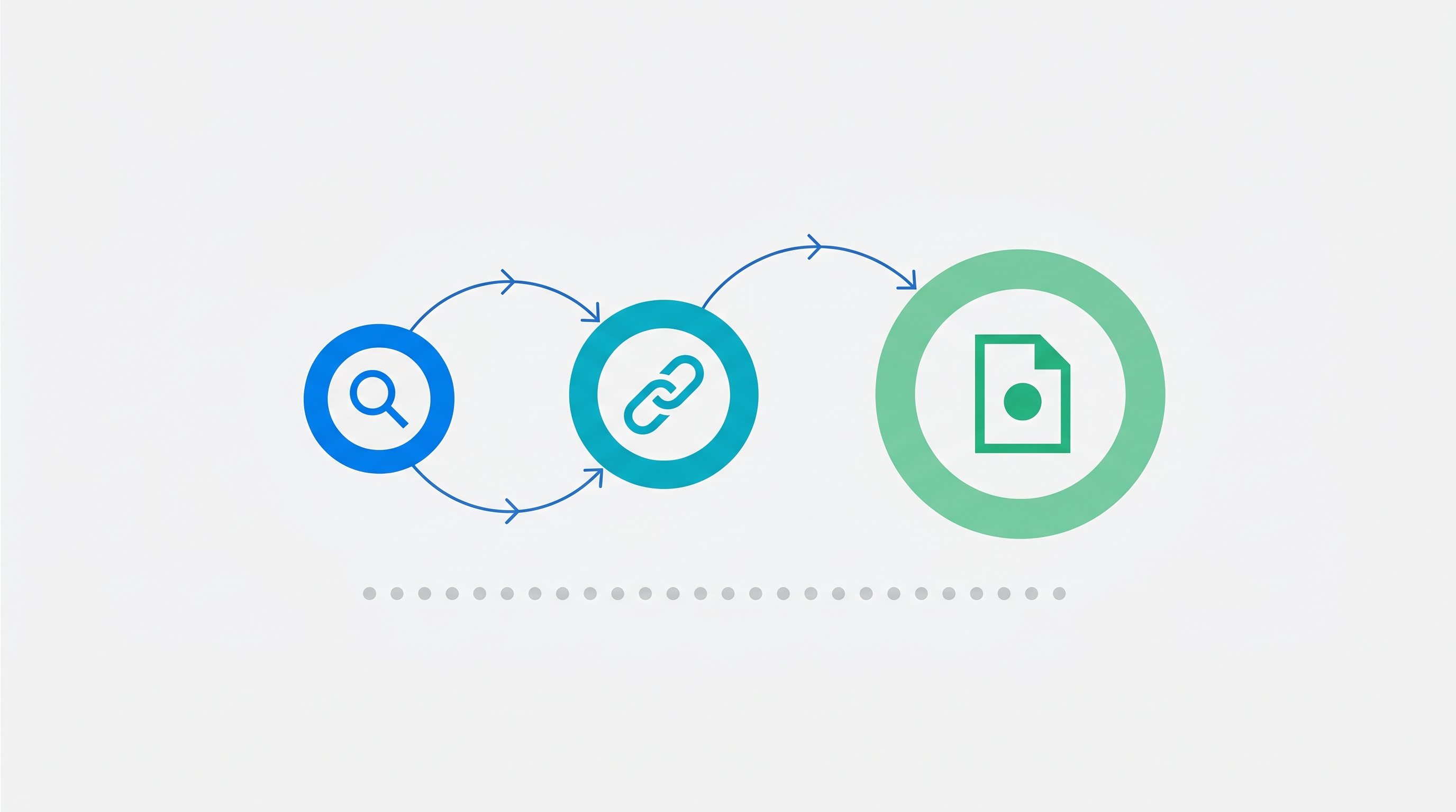 Three connected circular nodes representing a weekly to monthly competitor tracking cadence flow